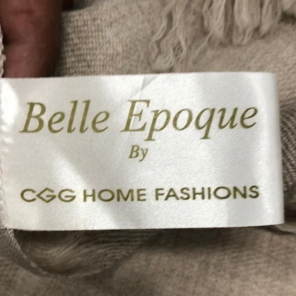 Beige and Brown Fringed Throw